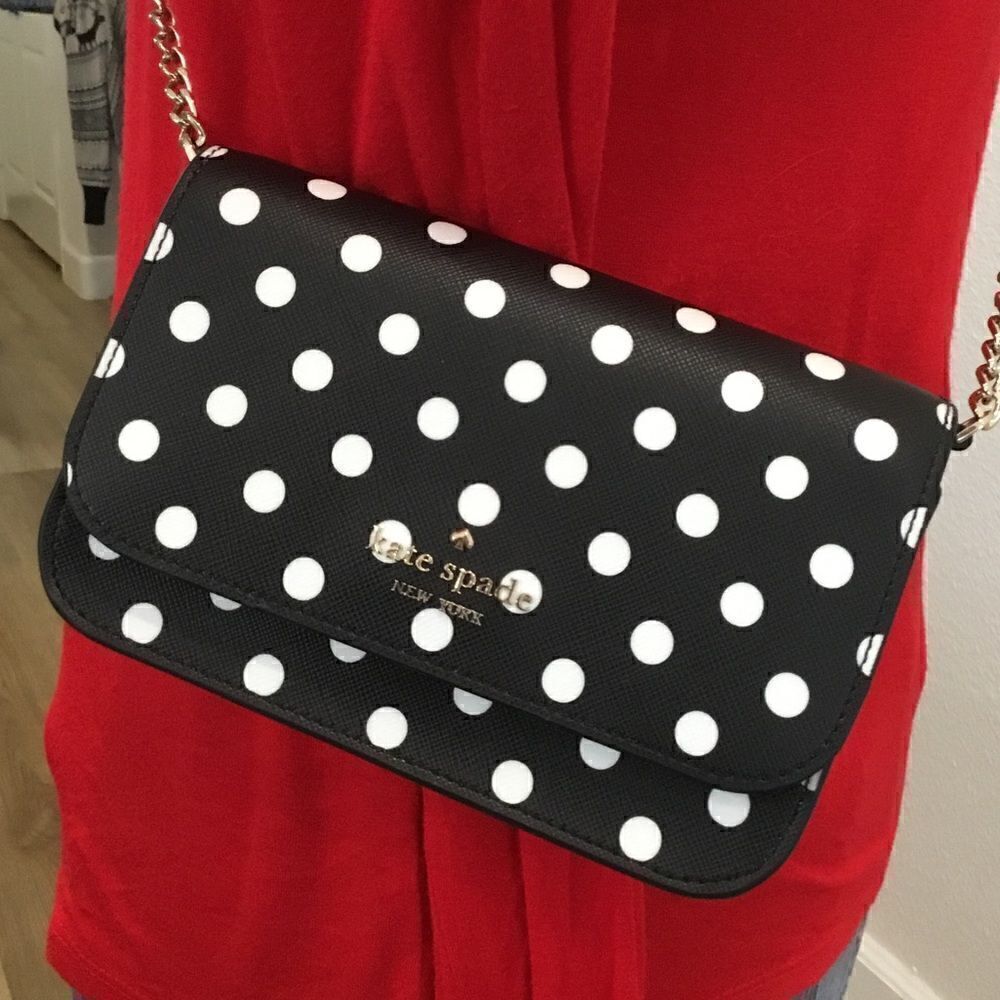 KATE SPADE POLKA DOT CROSSBODY BAG SILVER - Picture 4 of 6